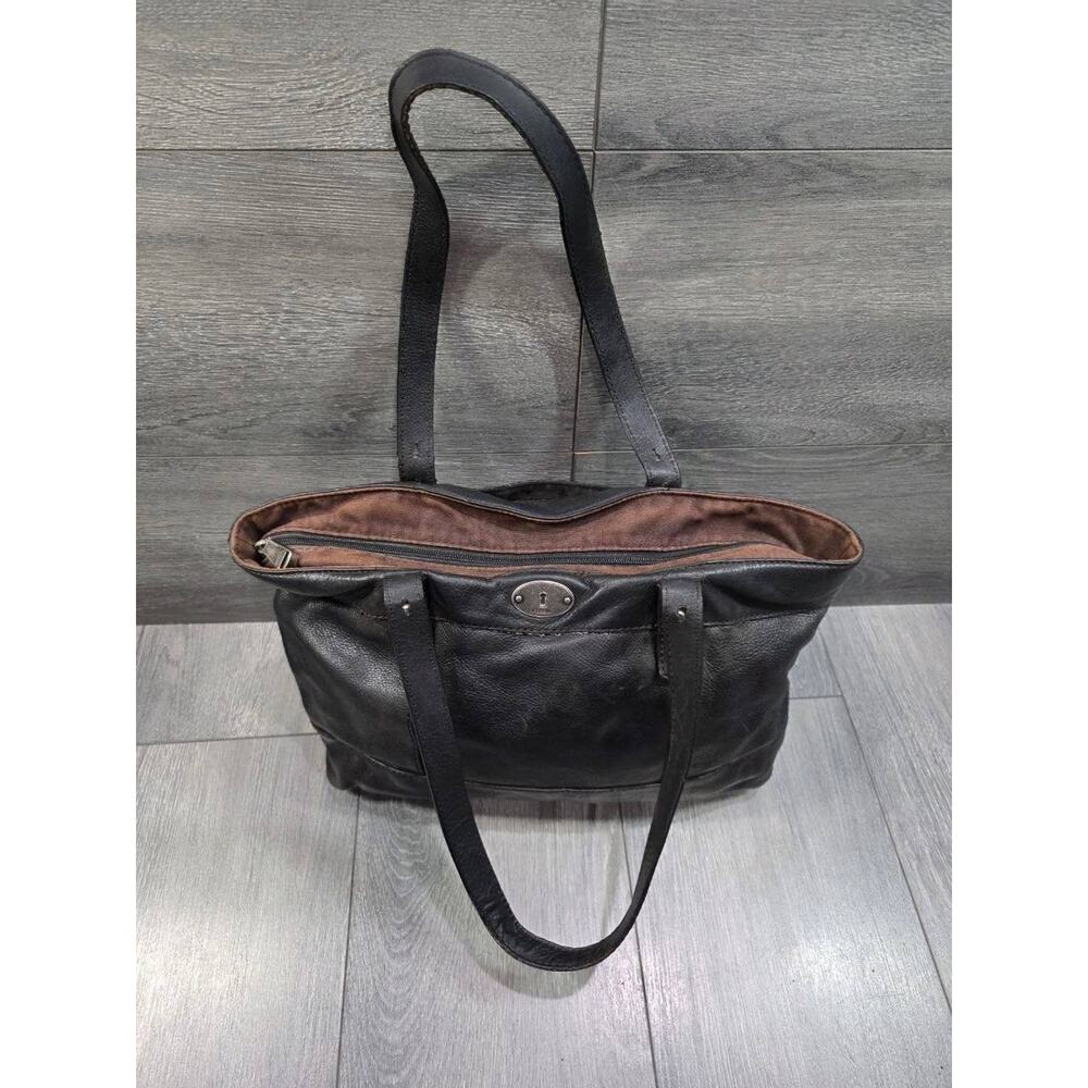 FOSSIL HUNTER SHOPPER TOTE BLACK LEATHER Bag B000760 - Picture 4 of 16